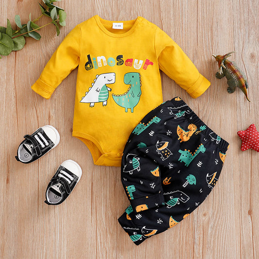 "Spring Autumn Baby Dinosaur Jumpsuit for Newborns"
