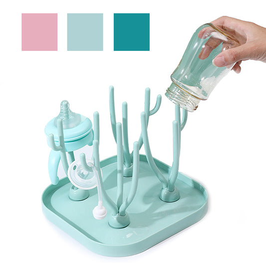 Baby Bottle Drying Rack with Removable Support (Blue/Pink)