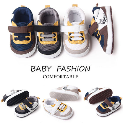 Classic Colorblock Soft Sole Sneakers for Newborns